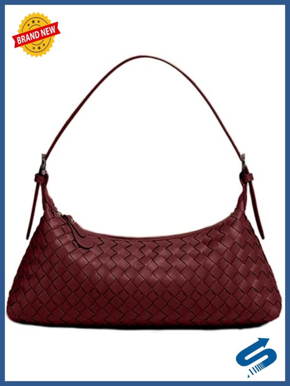 Woven Faux Leather Hobo Shoulder Bag Crossbody Tote Small Purse